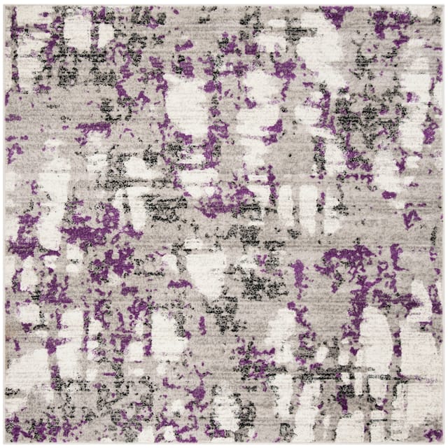 SAFAVIEH Skyler Roumpini Modern Abstract Rug - 4' x 4' Square - Grey/Purple