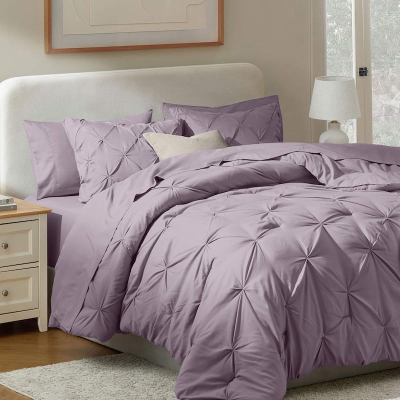 Nestl Pinch Pleate Comforter Set Bed in a Bag with Cooling Pillow