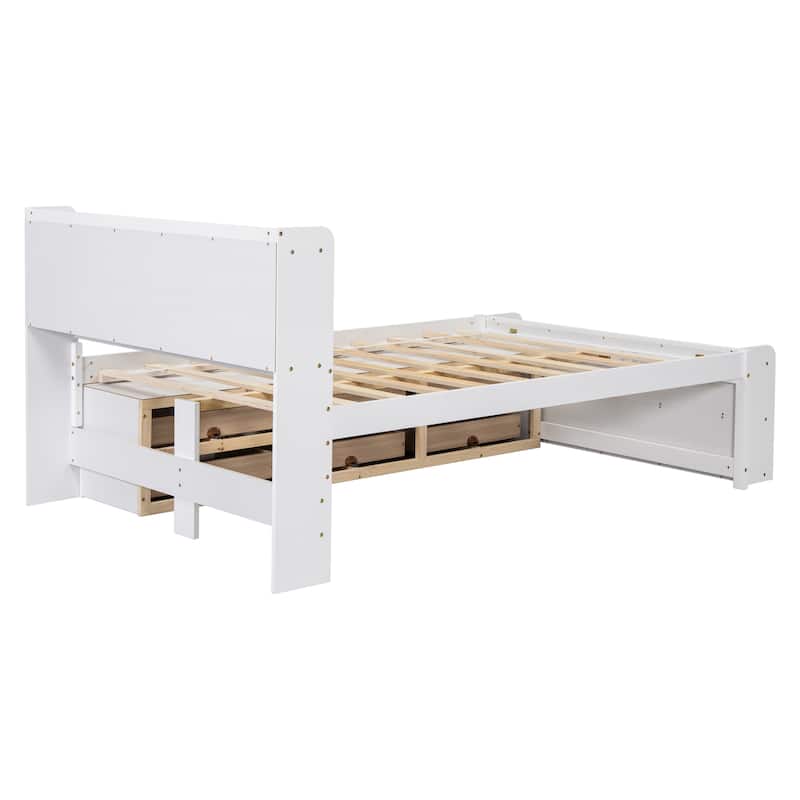 Bed with Under bed Storage Drawers and Bed End Storage Case