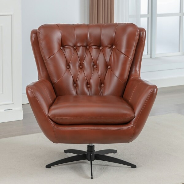 LYONチェア Cleveland Tufted Faux Leather Swivel Chair by Greyson Living - On