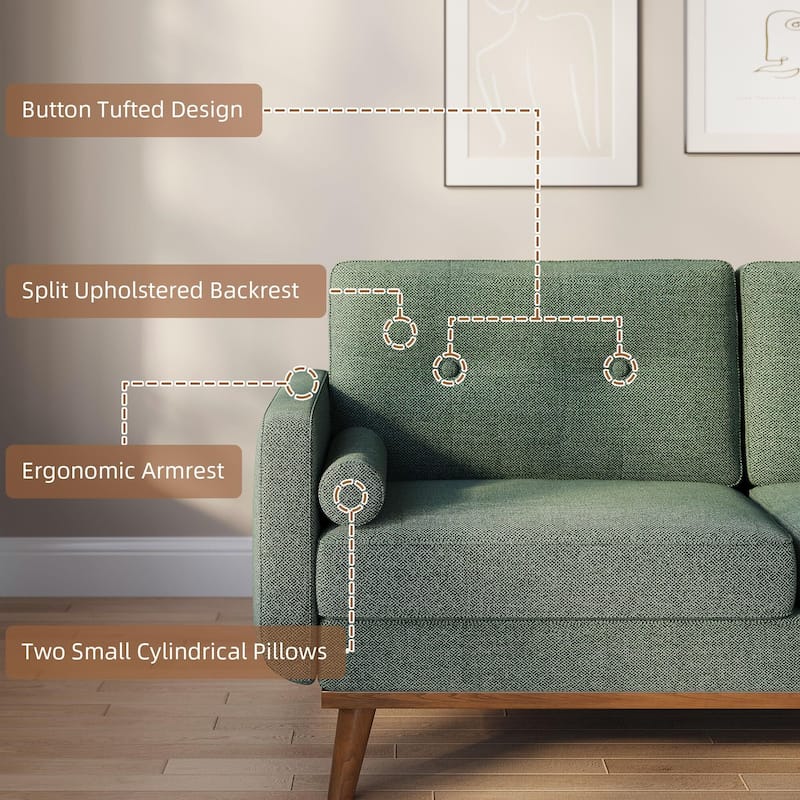 65" Loveseat Sofa, Mid Century Modern Couch Comfy Love Seat Couches for Living Room