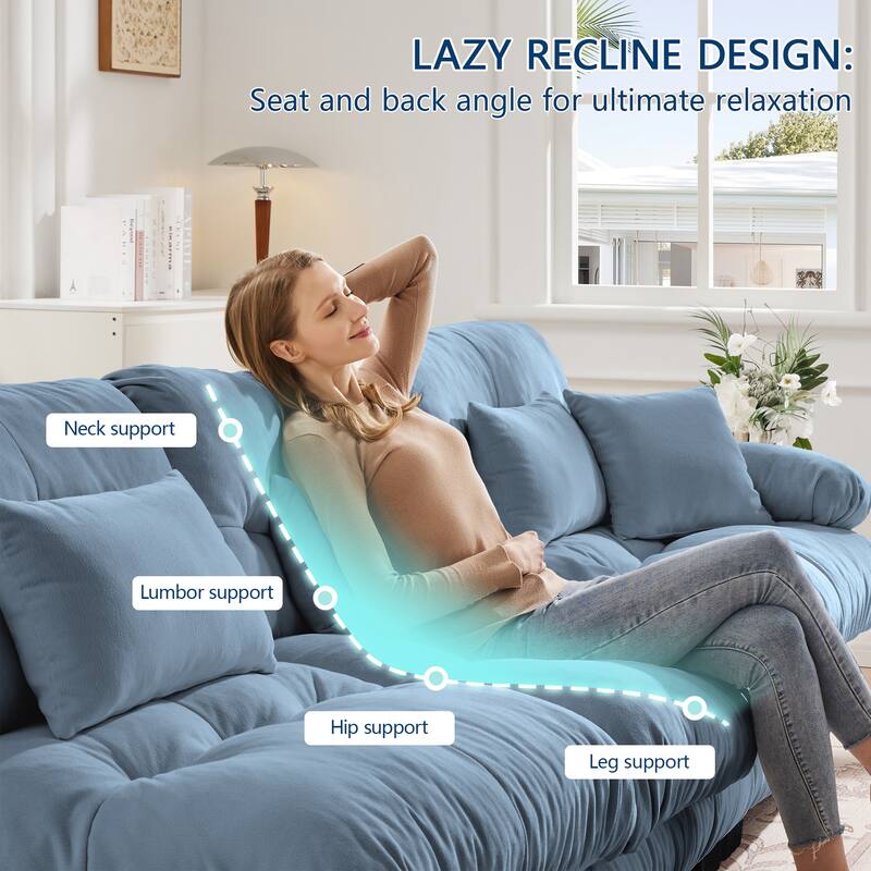 Roomfitters 3-Seater Modular Chenille Sofa, Deep Seat Cloud Couch with Round Bolster Armrests
