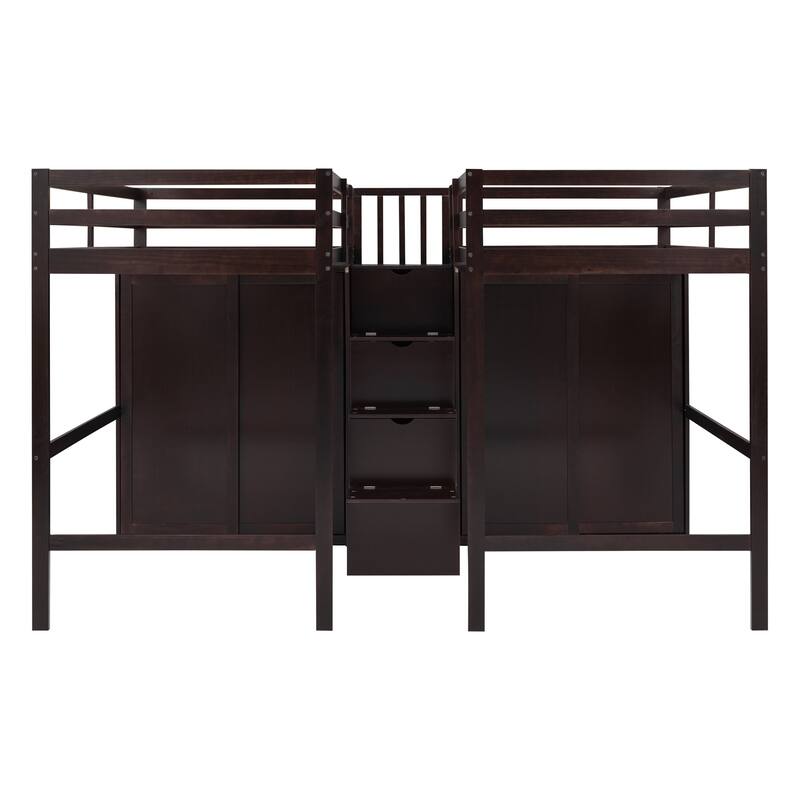 Double Twin Loft Beds with Wardrobes and Staircase Bed Bath & Beyond 39388896