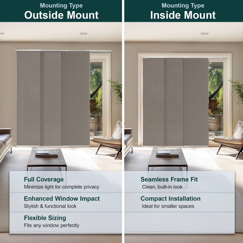 CHICOLOGY Adjustable Sliding Panels, 4-Rail Track, Vertical Blinds, Pation Door Curtain, Room Divider