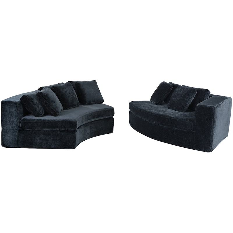115.7" Chenille Modular Sofa Set with Curved Design - 4-Seater and 5 Cushions (No Assembly Required)