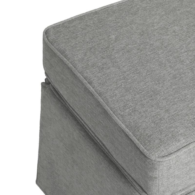 2 Set Rectangle Chenille Upholstered Storage Ottoman