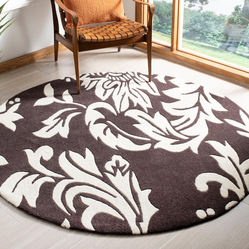 SAFAVIEH Handmade Soho Kristyn N.Z. Wool Rug - 6' Round - Brown/Ivory