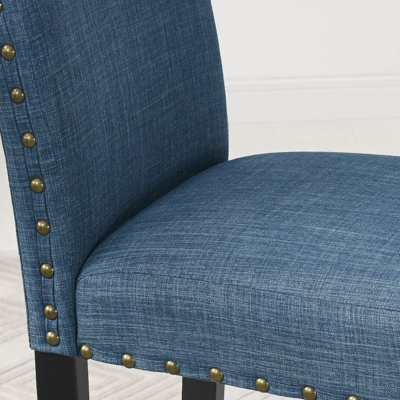 Roundhill Furniture Biony Fabric 29" Bar Stools with Nailhead Trim (Set of 2)