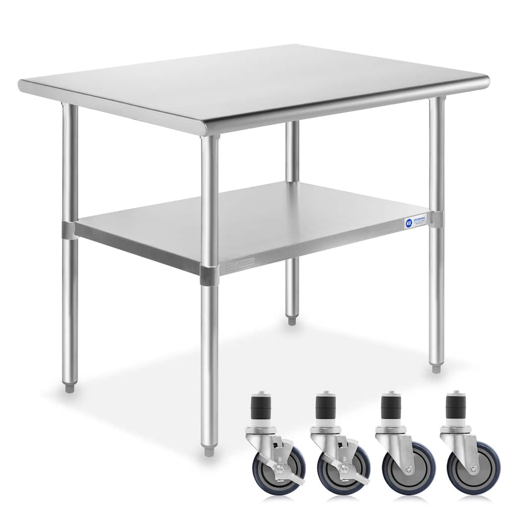 36 x 24in NSF Stainless Steel Prep Table with Casters