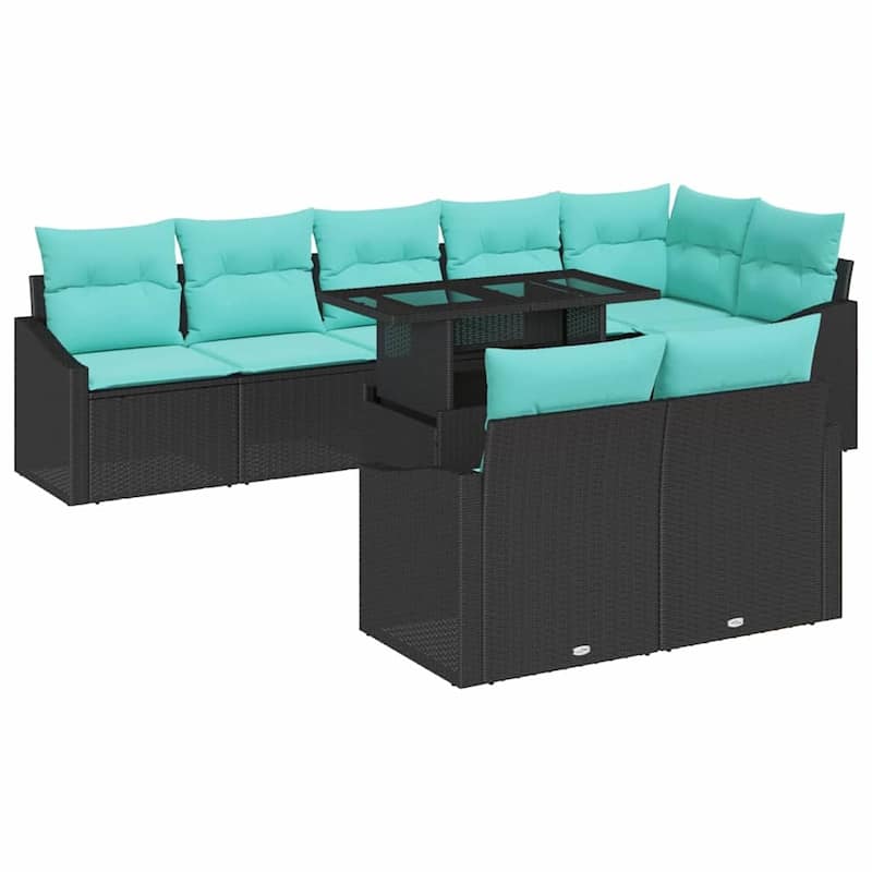 vidaXL 9 Piece Garden Sofa Set with Cushions - 113.6×48.6×27.2