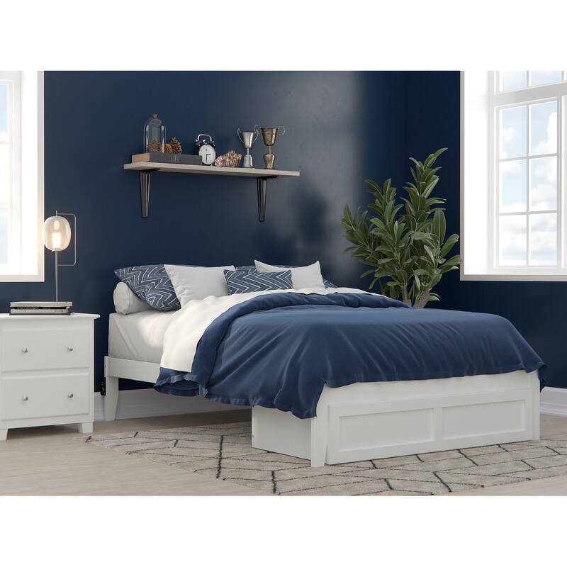 AFI Colorado Platform Bed with Foot Drawer and Charging Station - White - Full