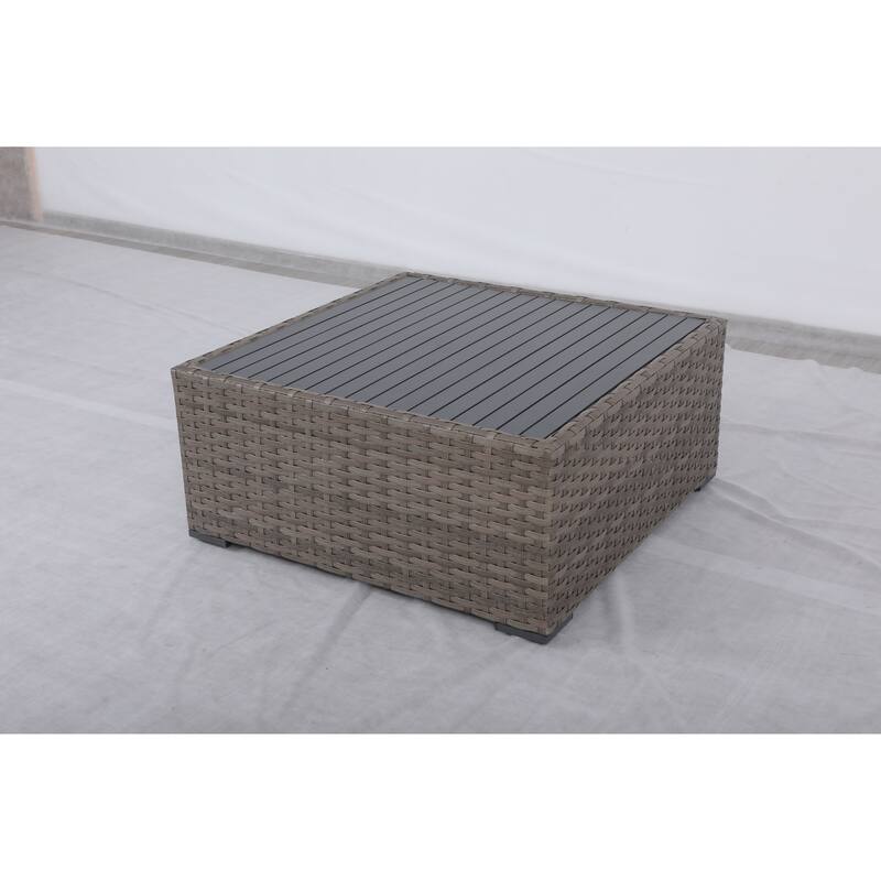 Bali Silver/Gray Two-Tone Wicker/Rattan Coffee Table
