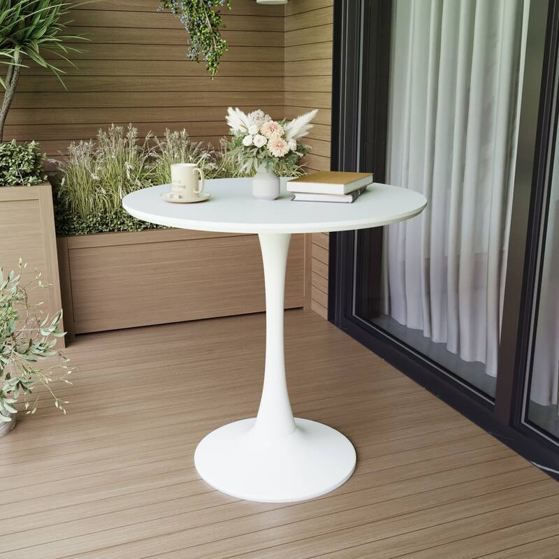 Round Dining Table, 31.5 Inch Tulip Dining Table with MDF Tabletop and Base, Mid-Century Coffee Table, Seats 2 to 4 People