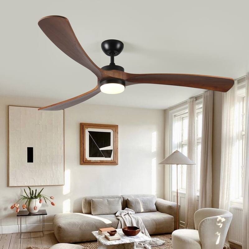 72 Inch Wood Ceiling Fan with Light and Remote Control, Indoor Outdoor Large Ceiling Fan for Porch Living Room Bedroom