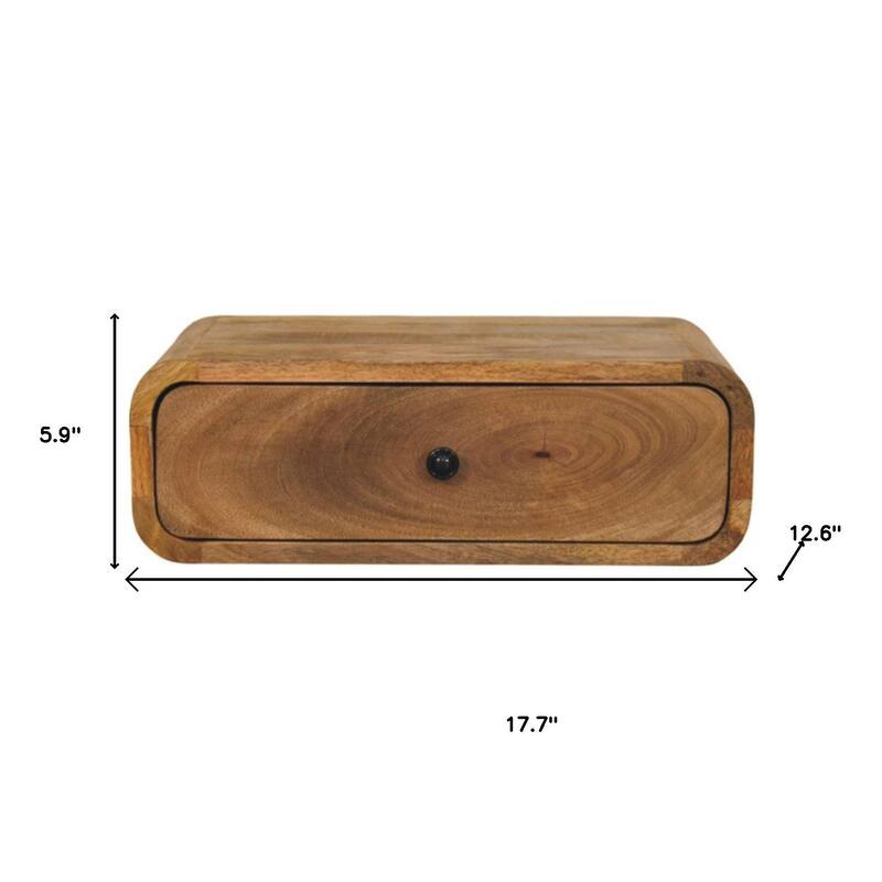 HomeRoots 18" Oak Solid Wood Oval One Drawer Floating Nightstand