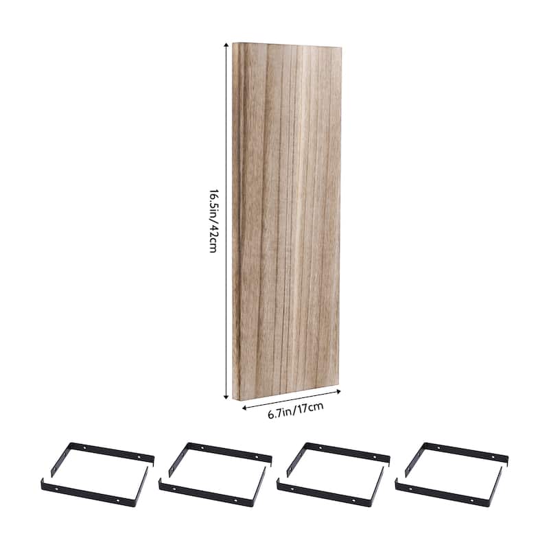 Wood Floating Shelves Set of 4, Wall Mounted Shelves for Bedroom Living Room Bathroom, and Kitchen Wall Decor 16.5*6.7in - Brown