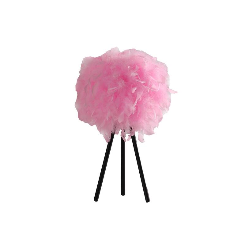 21" Modern Tripod Table Lamp with Faux Feather Shade - 13" x 13" x 20.5"