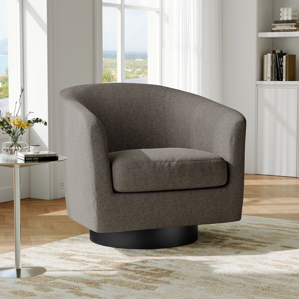 Modern Soft Upholstered Chenille Swivel Barrel Chair