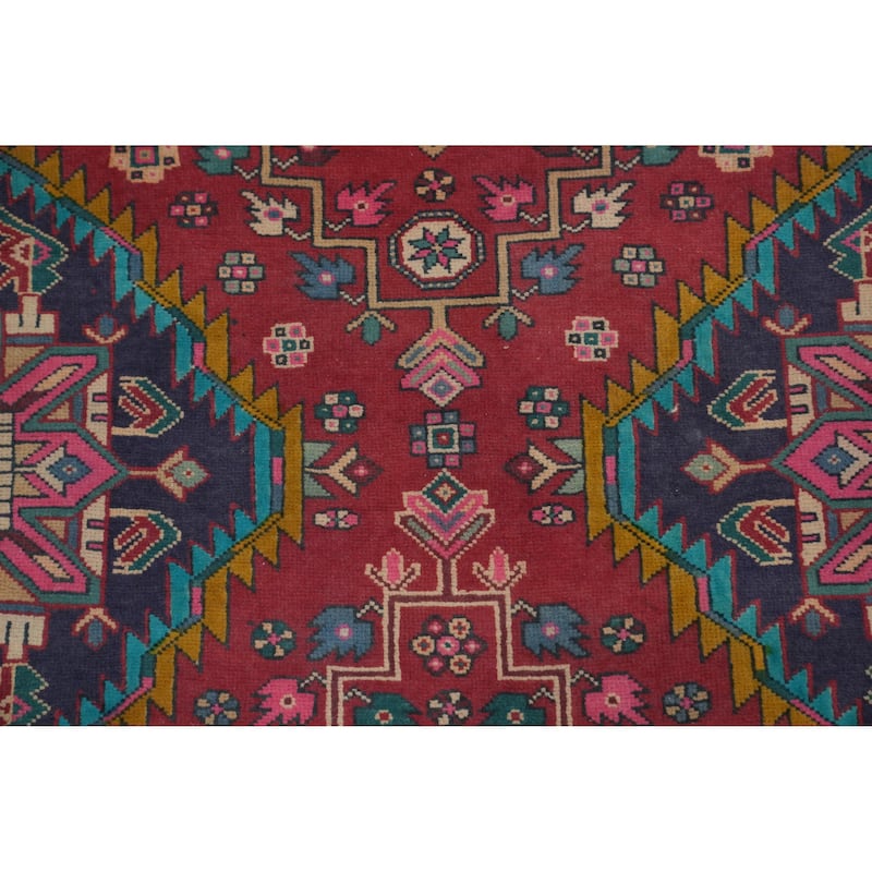 Hand Knotted Oriental 100% Wool Carpet Traditional Tribal Pink Tabriz Runner Rug - 9' 7'' X 2' 7''