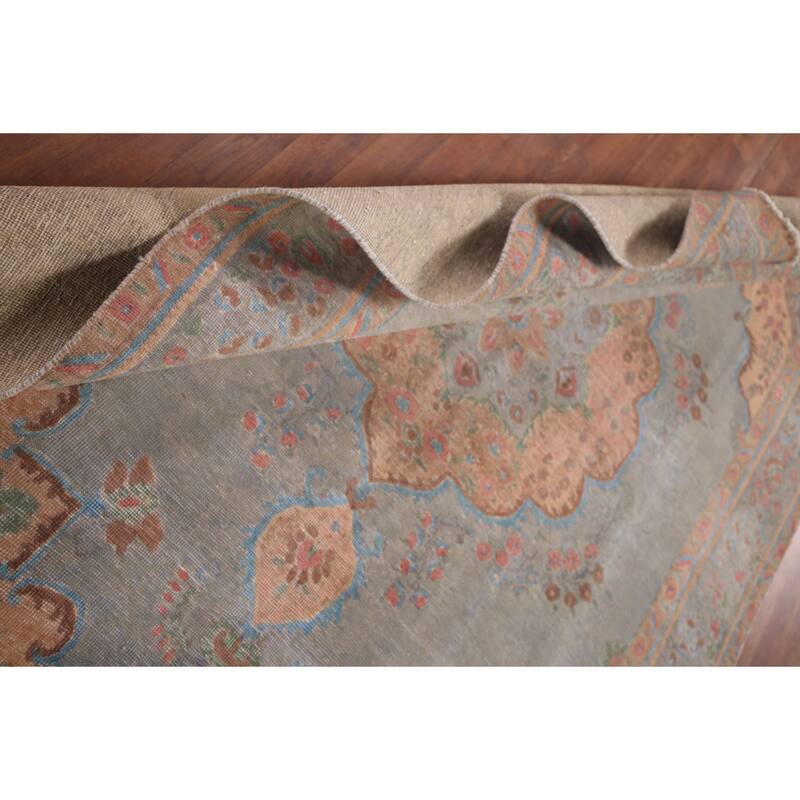 Distressed Tabriz Persian Antique Area Rug Hand-Knotted Wool Carpet - 6'5"x 9'5"