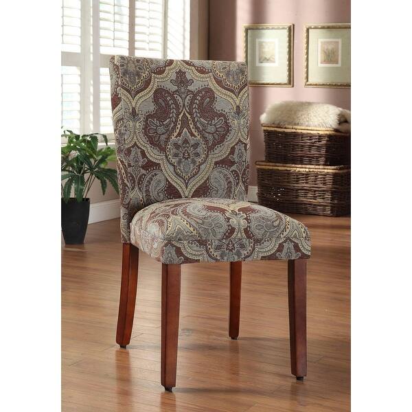 slide 16 of 18, HomePop Blue and Brown Paisley Parson Chairs (Set of 2) - N/A Brown