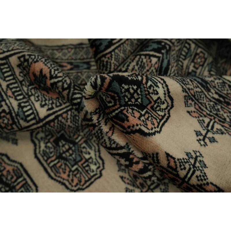 Hand Knotted Oriental 100% Wool Carpet Traditional All-Over Beige & Ivories Bokhara Area Rug - 8' 6'' X 6' 0''