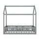 preview thumbnail 4 of 16, Twin Size Wood House Bed with Fence and Door, Gray