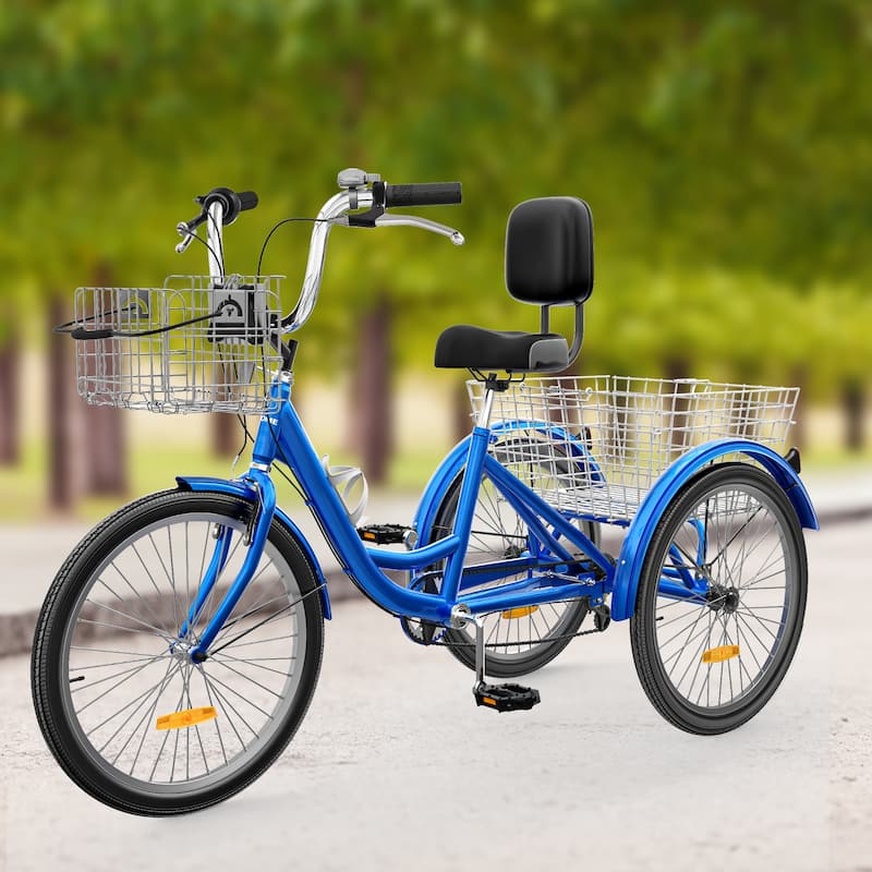 Adult Tricycle 3 Wheel Bikes 7 Speed Trike Bike - 24 - Blue