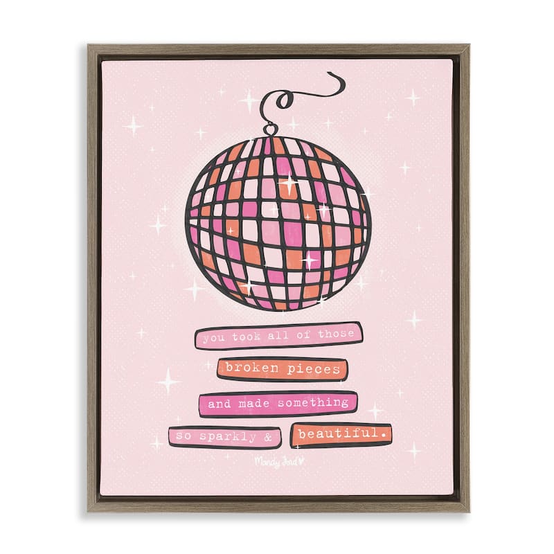 Stupell Sparkly & Beautiful Inspirational Framed Floater Canvas Wall Art Design By Mandy Ford Art + Illustration - 17 x 21 - Brown