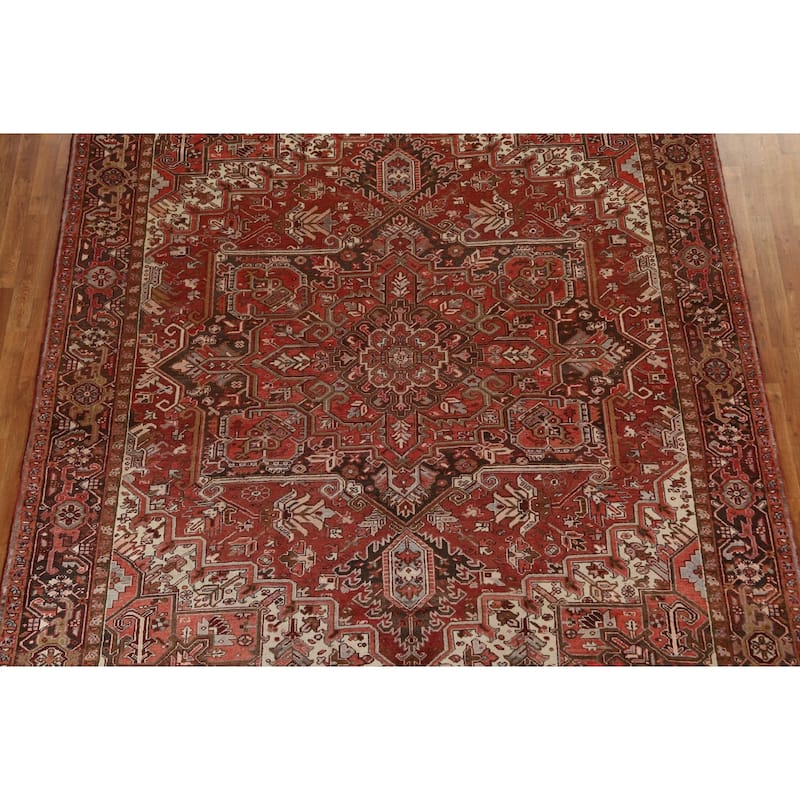 Vintage Traditional Geometric Persian Heriz Area Rug Wool Hand-knotted - 8'9" x 10'11"