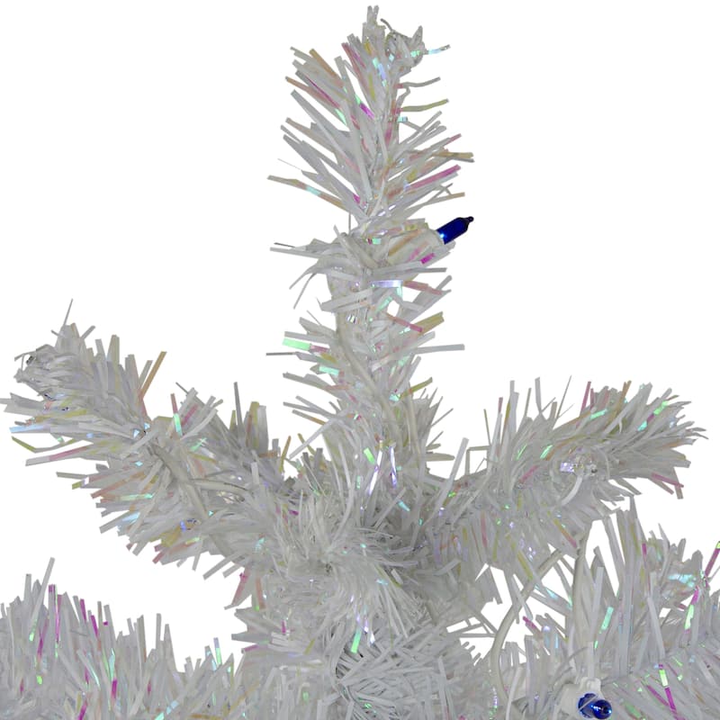 3' White Iridescent Pine Artificial Christmas Tree Purple Lights - 3 Foot