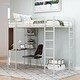 preview thumbnail 20 of 27, Twin Metal Loft Bed with 2 Shelves and one Desk staircase Silver