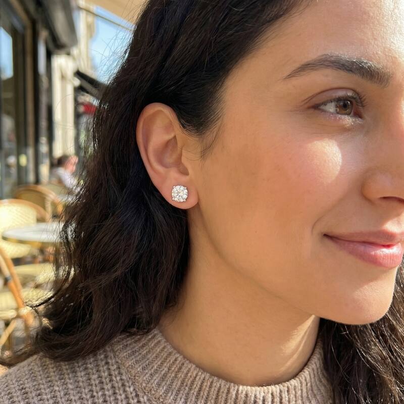 Bliss Diamond Certified 1.47Ct Round Diamond Studs in Gold Lab Grown