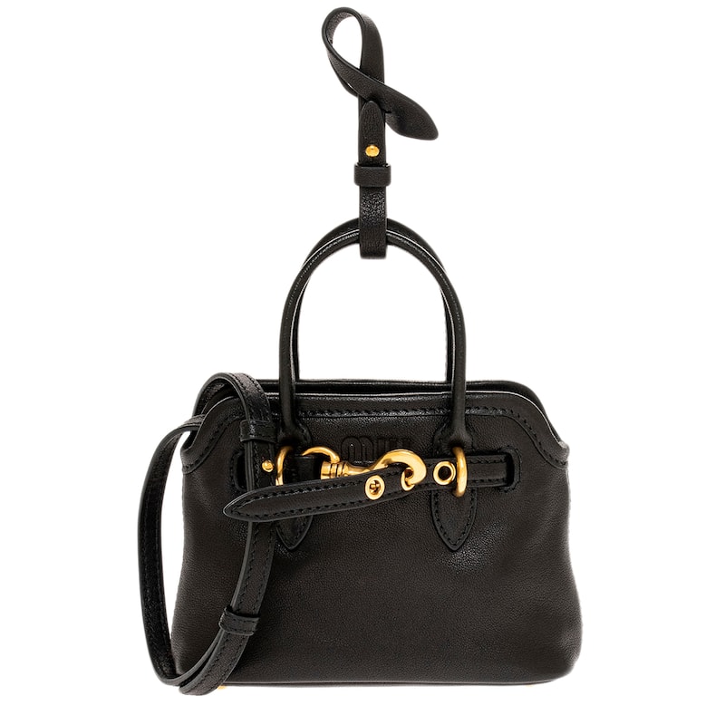 Miu Miu Leather Trick Adventure Bag Charm - Black - Black