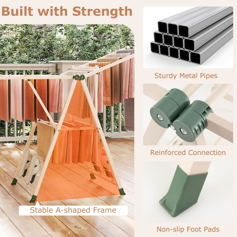 Costway Foldable Metal Laundry Drying Rack with Height Adjustable - See Details