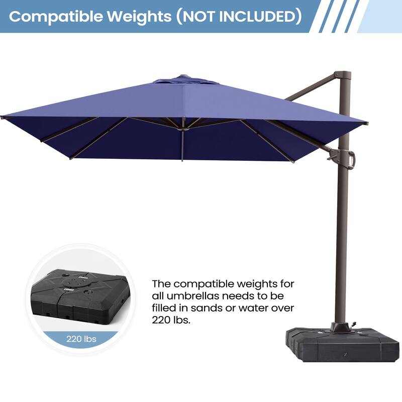 10x12.5 FT Outdoor Patio Cantilever Umbrella 360 Degree Rotation