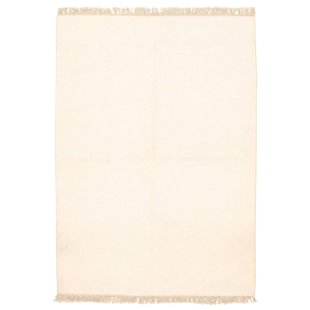 ECARPETGALLERY Flat-weave Kalista Cream Wool Kilim - 5'6 x 7'9