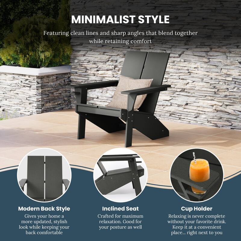 Coastin Modern Poly Adirondack Chair (Set of 2), Black