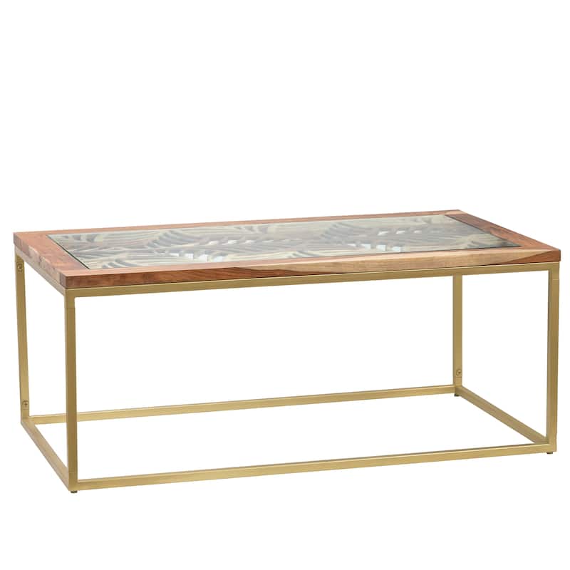 Adagio Laser Cut Wood Acacia Coffee Table - 43.25 x 23.5 x 17.75