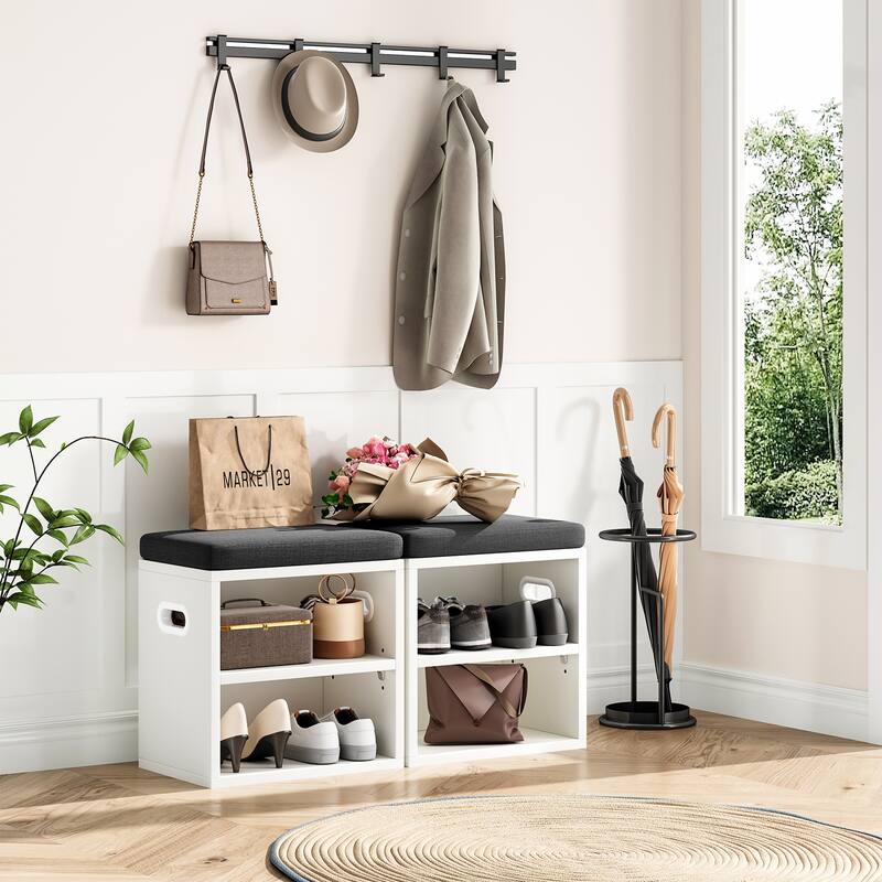 Small Shoe Bench for Entryway with Cushion Shoe Bench with Storage and Seating, Seat Entryway Shoe Rack, Entryway