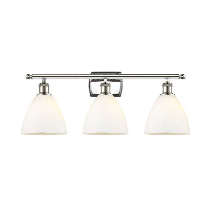 Innovations Lighting 516-3W-12-28 Bristol Vanity Bristol Glass 3 Light - Polished Nickel / Matte White