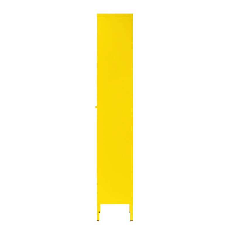 Avis 71-inch Yellow Metal Cabinet with Clear Door