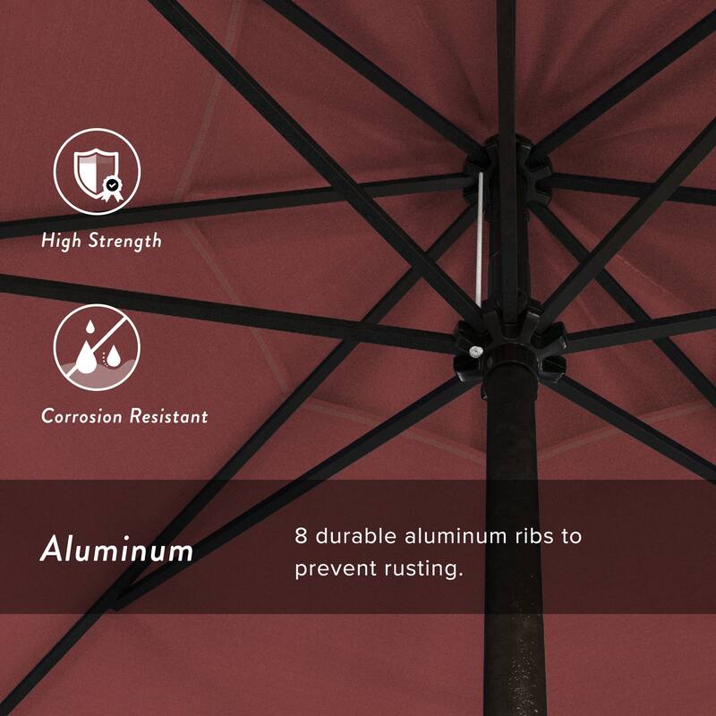 California Umbrella 7.5' Round Aluminum Crank Lift Auto Tilt 8 Rib Patio Umbrella, Bronze Finish, Sunbrella Fabric
