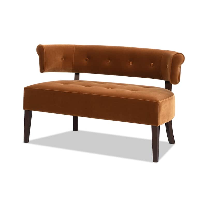 Roll Arm Tufted Bench Settee,Performance Velvet