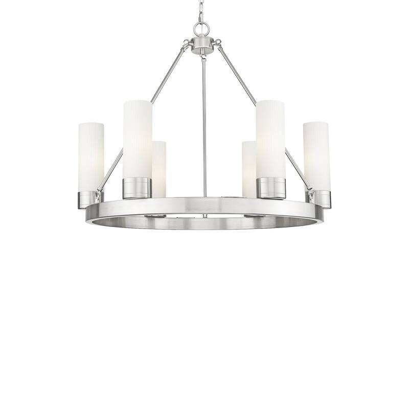 Innovations Lighting 617-6CR-24-29-8 Boreas Chandelier Boreas 6 Light - Satin Nickel / Striped White