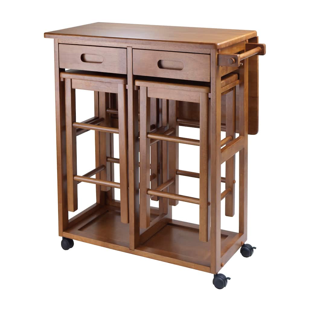 3 Teak Elegant Suzanne Space Saver Set 2 Square Seat Stools, 32.75"