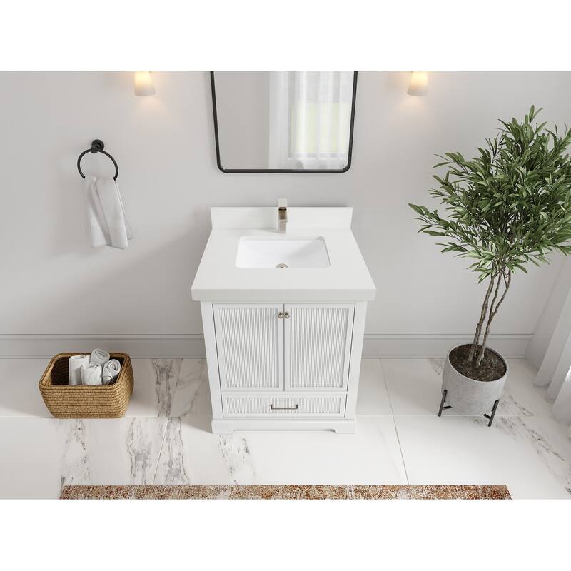 Willow Collections 30 in. W x 22 in. D Alys Single Sink Bathroom Vanity with Countertop - 2"White Quartz - White