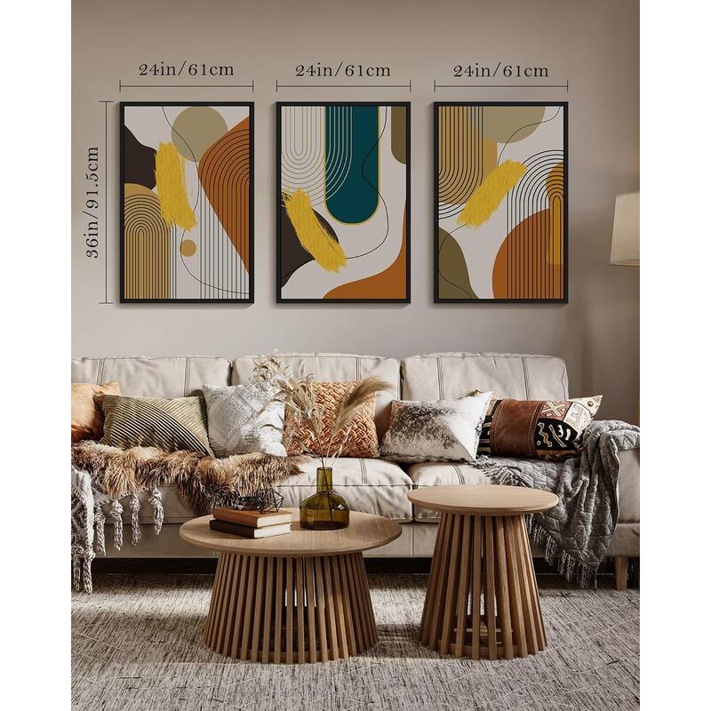 Abstract Framed Wall Art Modern Minimalist Luxury Gold Line Artwork