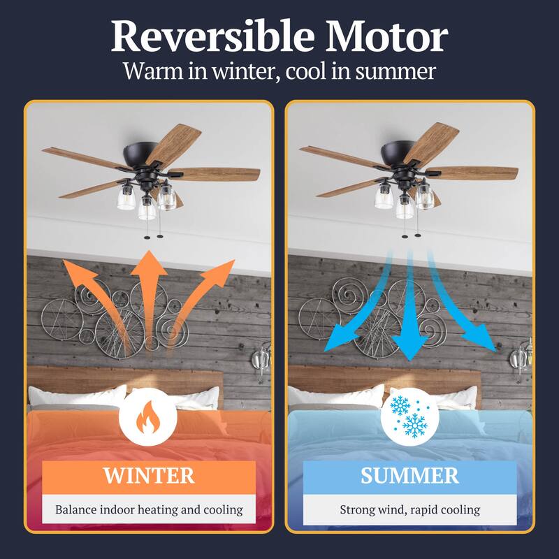 52" Prominence Home Arthur Espresso Industrial Farmhouse Flush Mount LED Ceiling Fan with Light, Pull Chain - 52