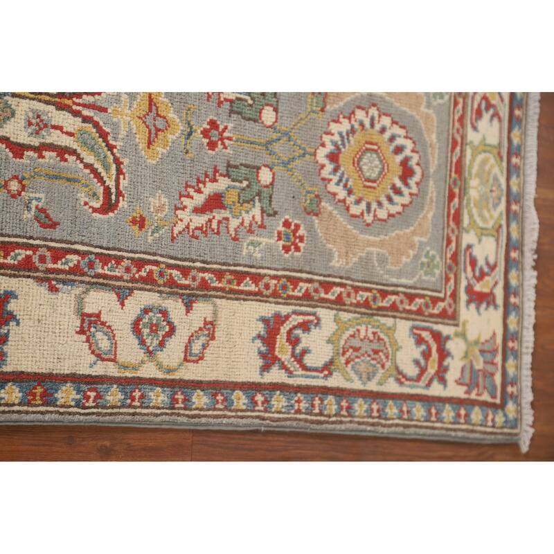 Grey Kazak Runner Rug Hand-Knotted Wool Carpet - 2'2" x 5'11"